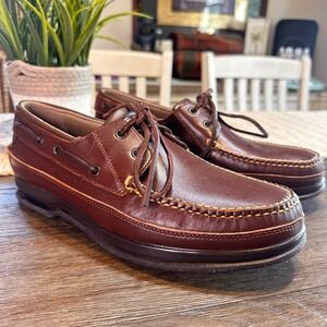 Hitchcock Canoe Boat Wide Shoes for Men‎ Brown Leather Loafers Size 9.5